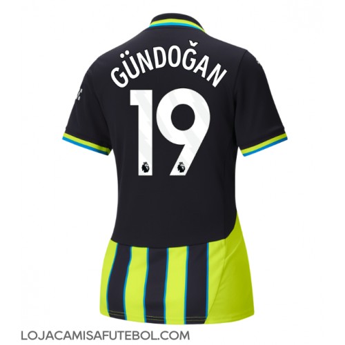 Camisa de Futebol Manchester City Ilkay Gundogan #19 Equipamento Secundário Mulheres 2024-25 Manga Curta